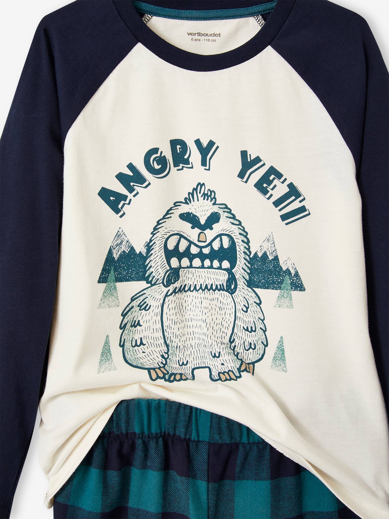 Pijama Yeti com calça de flanela para meninos, azul acinzentado