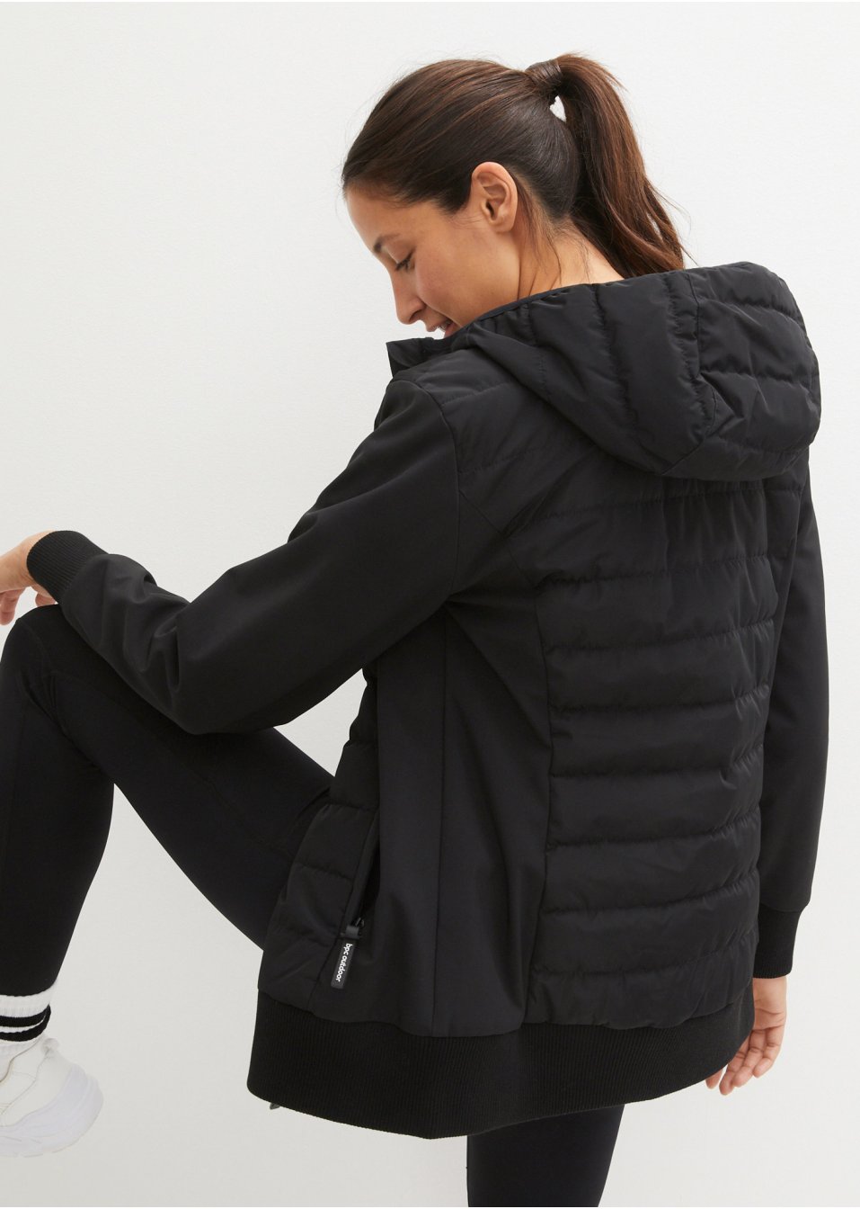 Veste matelassée avec mélange de matière, coupe-vent