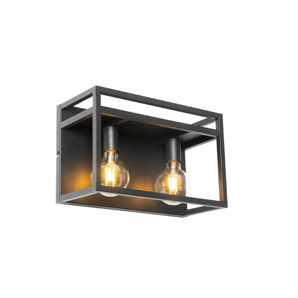 Qazqa wandlampen cage rack zwart e27