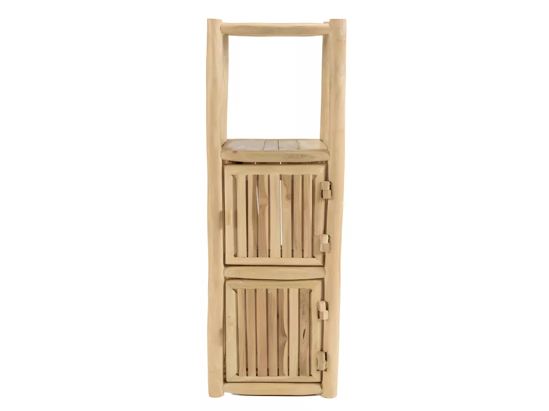 WILL - Étagère 1 niveau 2 portes en branches de teck naturel