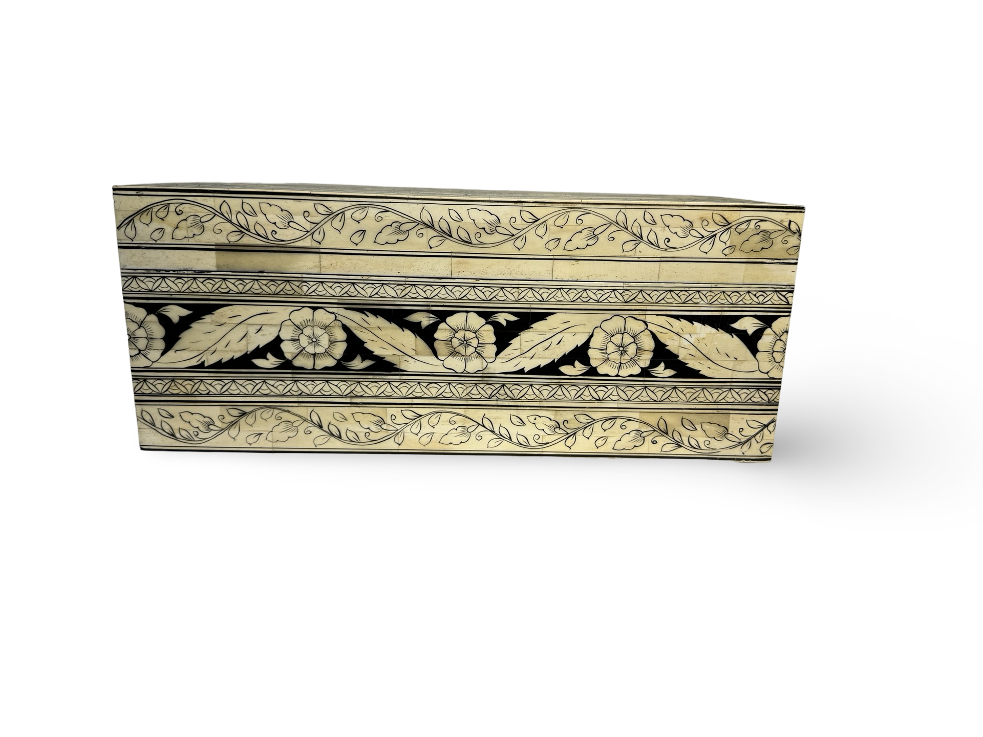 Kist bone inlay wit/zwart