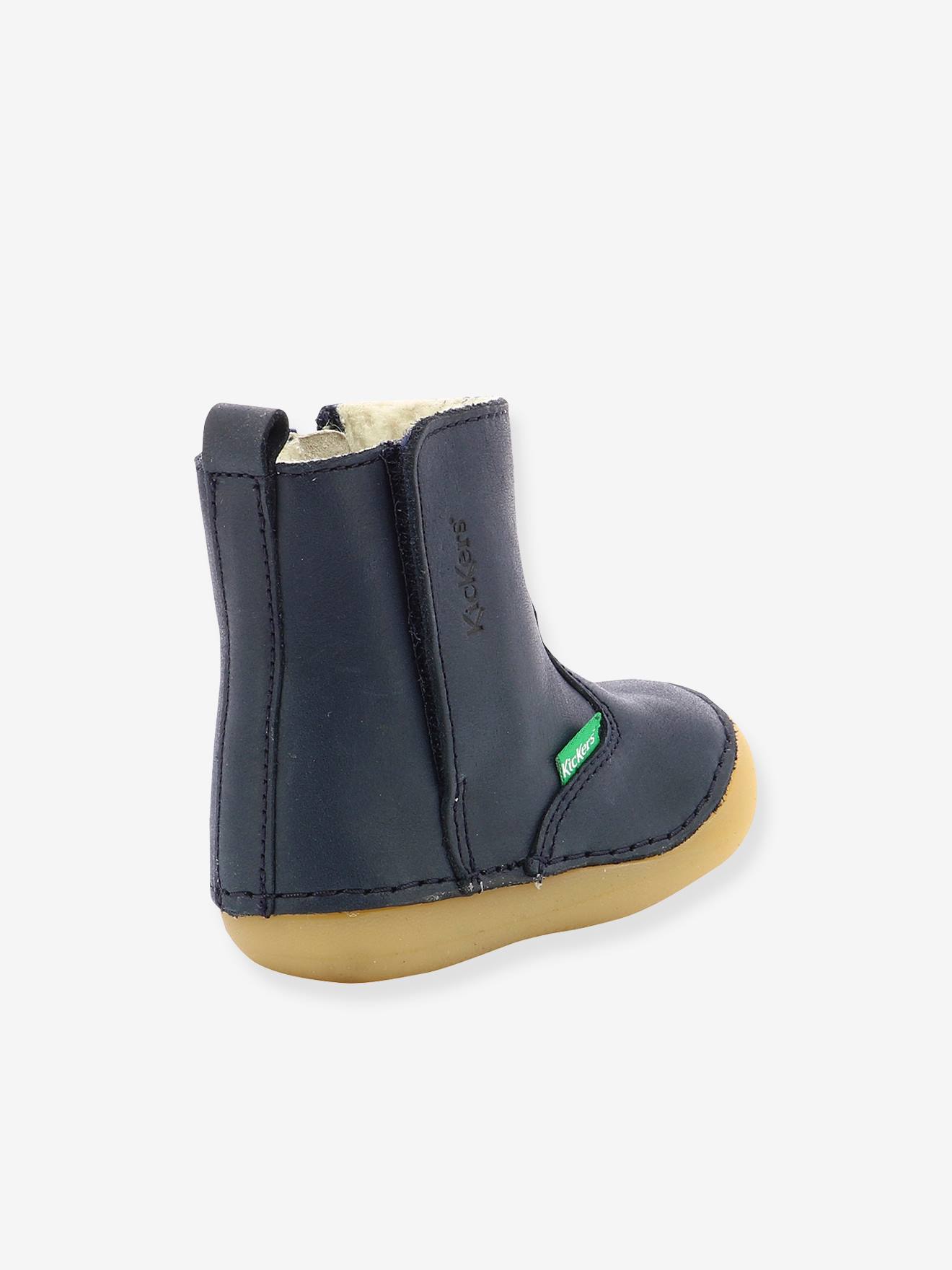 Sapatinhos de couro para bebê Socool Cho KICKERS® First Steps, bege claro, lisos