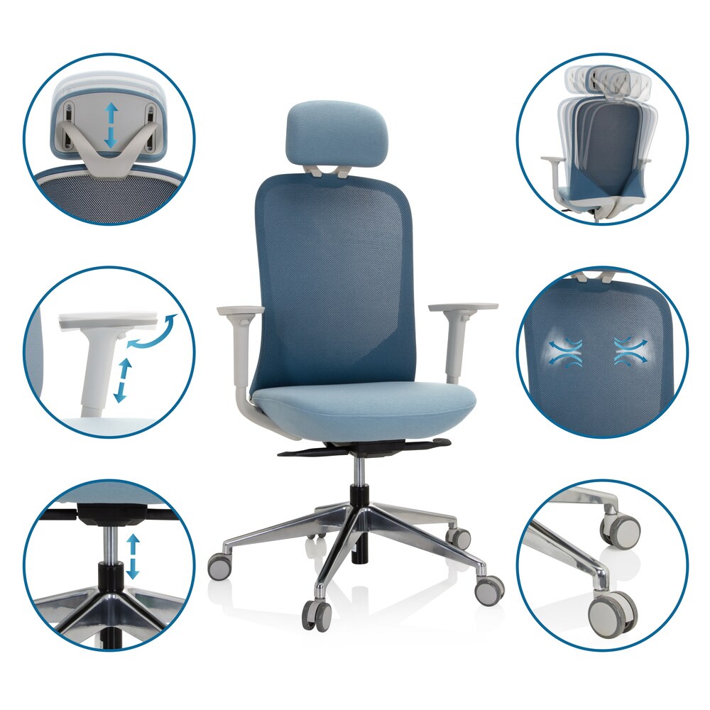 Profi Bürostuhl AVEZA PRO Stoff/Netzstoff mit Armlehnen (höhenverstellbar) hjh OFFICE