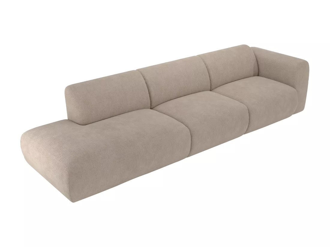 Grand canapé 5 places accoudoir droit en tissu texturé beige POGNI de Maison Céphy