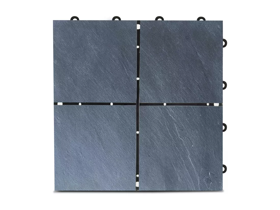 Lot de 40 dalles clipsables en pierre noir