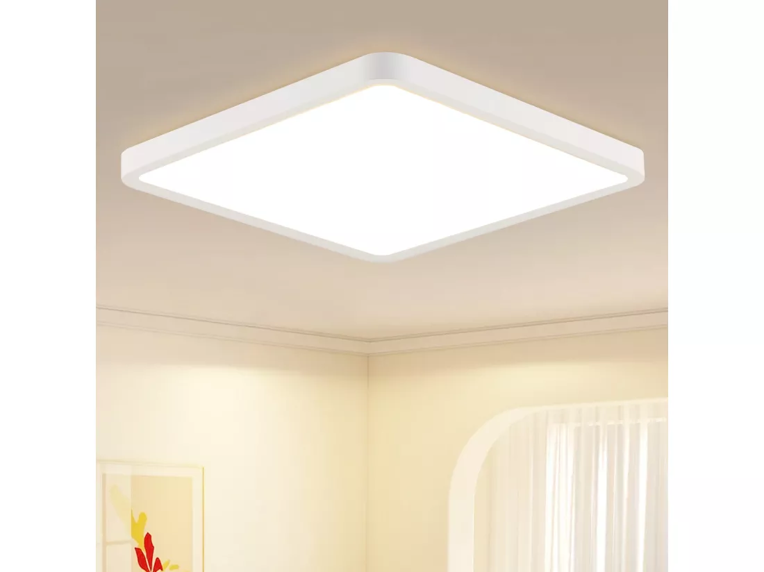 NETTLIFE Plafonnier LED Plat - 23CM 18W Lampe de Cuisine Carrée Chambre de Salle de Bain 4000K pour Salle de Bain Cuisine Couloir