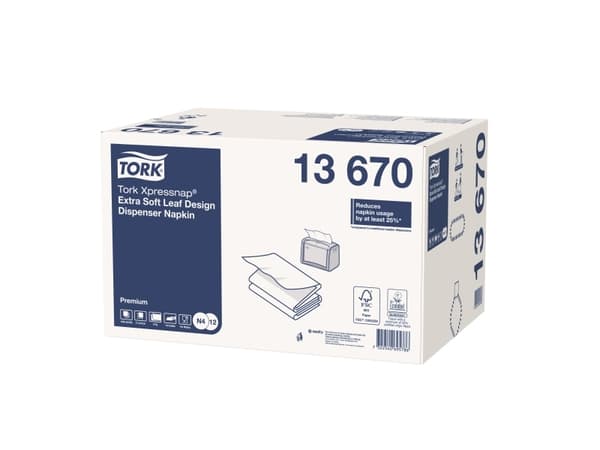 Serviet Tork N4 Xpressnap Premium 13670 hvid interfold 2-lag m/præg/bladmønster - (4000 stk.)