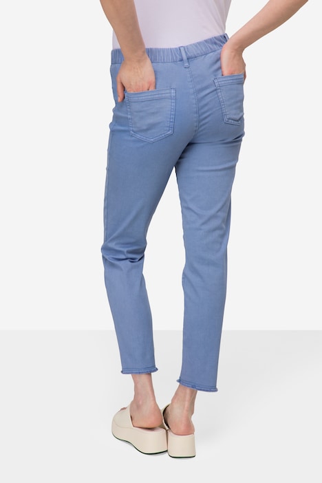 7/8-Slimhose, schmale Passform, 4-Pocket, Fransensaum, mit recyceltem Polyester