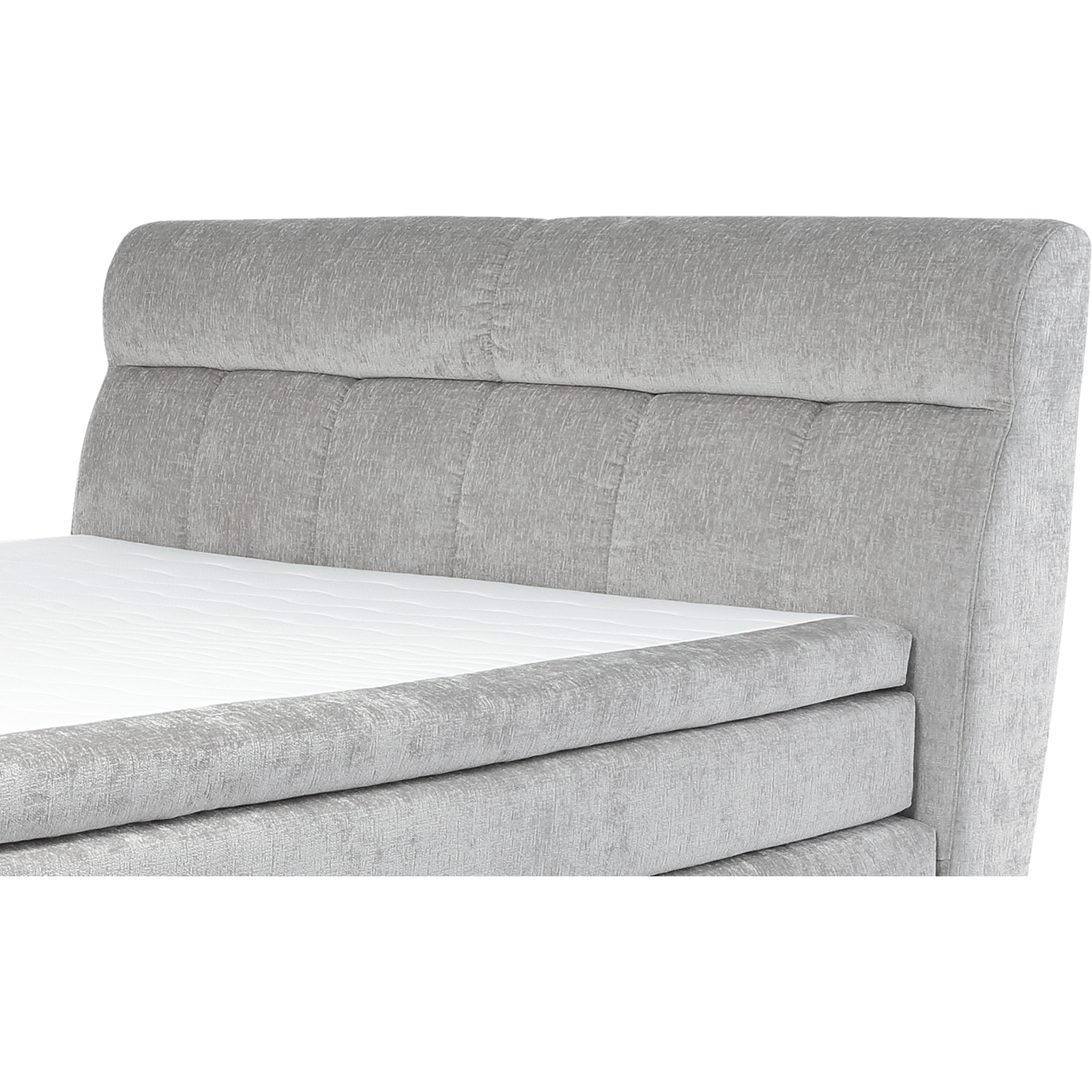 Boxspringbett Queen Max Stoff Chenille 180 x 200 cm, mit Bettkasten hellgrau