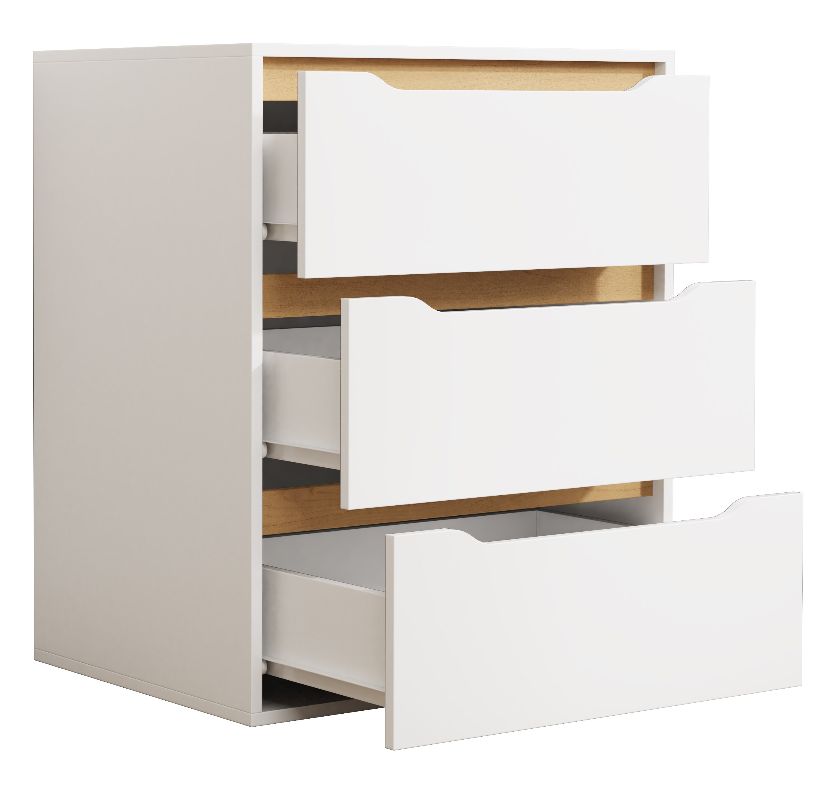 VCM Holz Kommode Sideboard Nachttisch Schrank 3 Schubladen Malira L