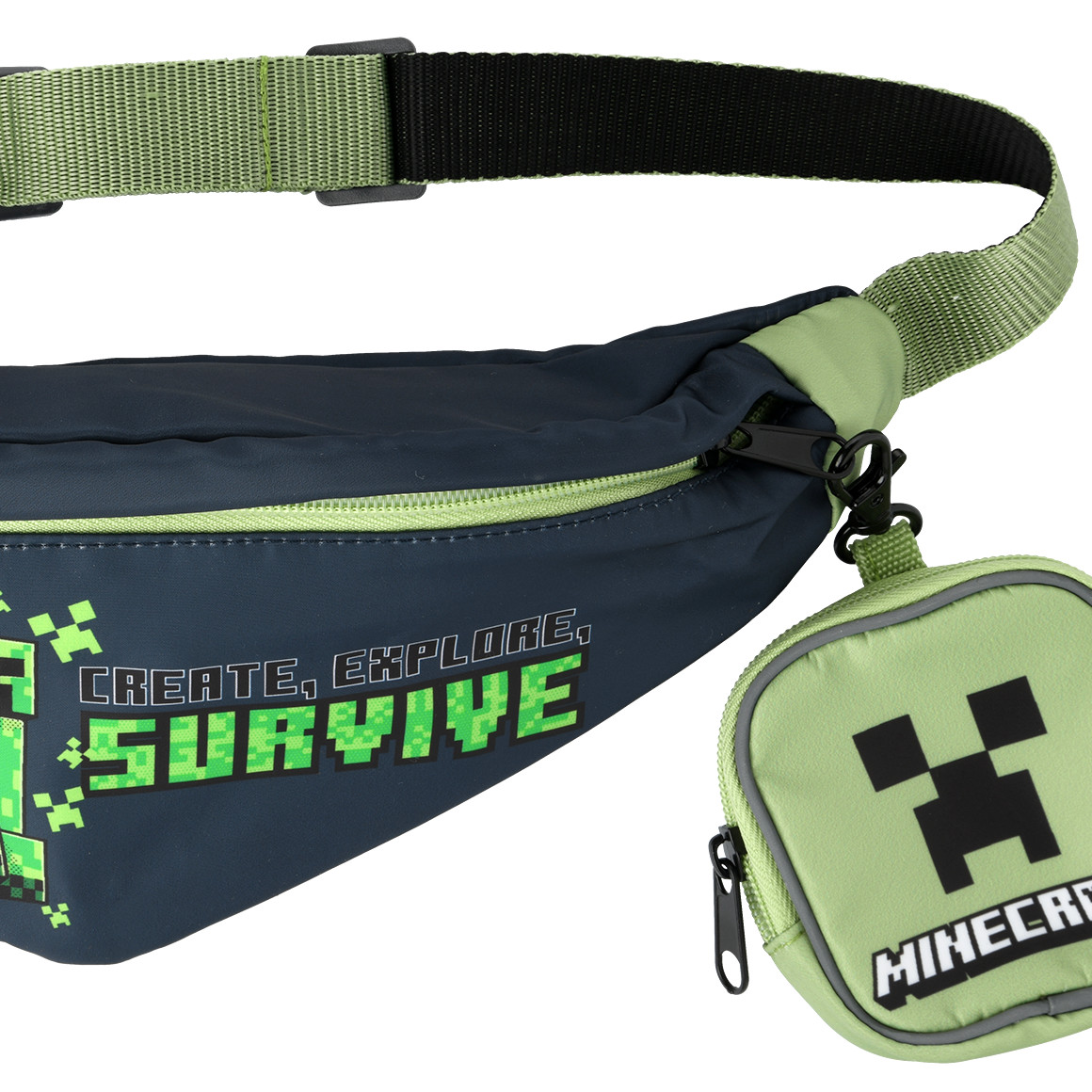 Topolino Minecraft Gürteltasche mit Reißverschluss dunkelblau / grün