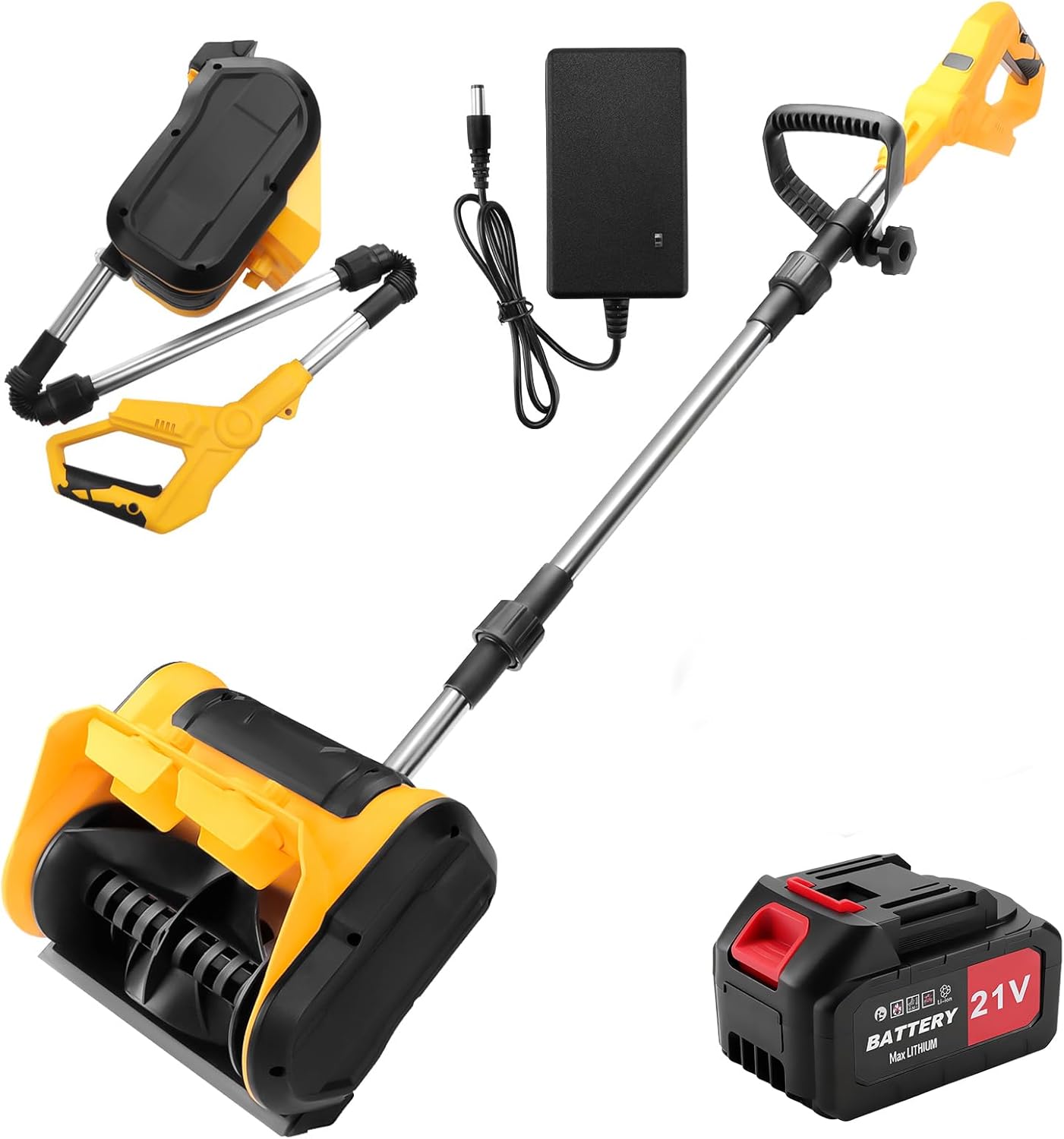 650W Akku Schneefräse Handgeführte Faltbar, Schneebürste Kehrmaschine Bürstenloser Motor für Gehwege,Auffahrt,Hof, 28cm Räumbreite, 14 cm Räumhöhe, Einstellbare Auswurfrichtung