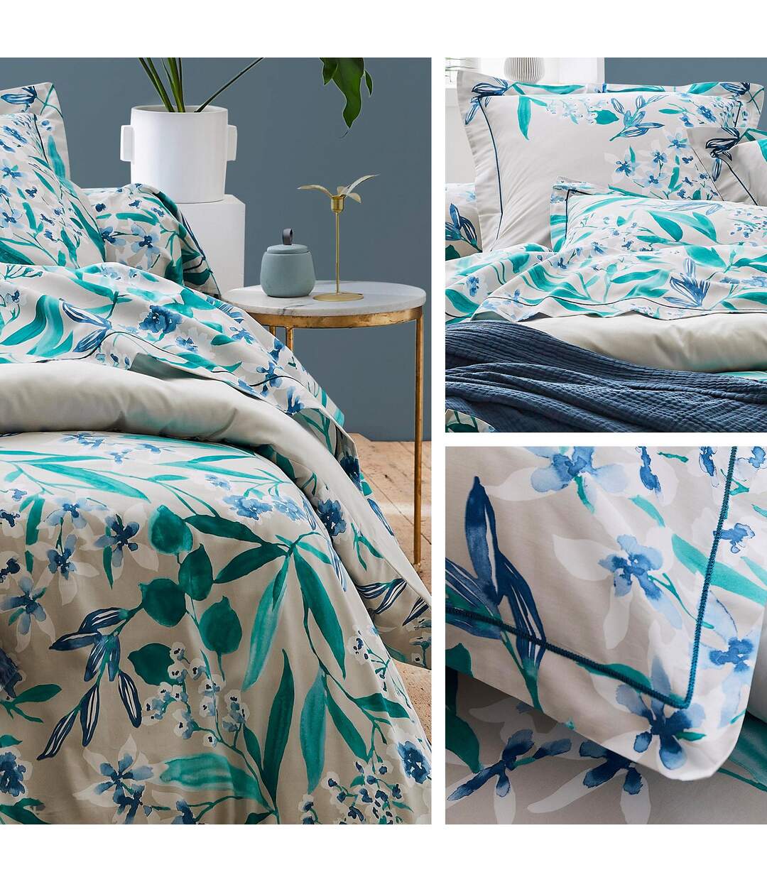 Drap plat 280x325 cm satin de coton FRIDA vert emeraude