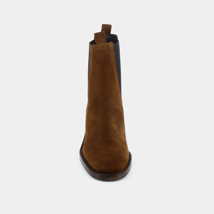 Bottines à talons  en croute cognac
