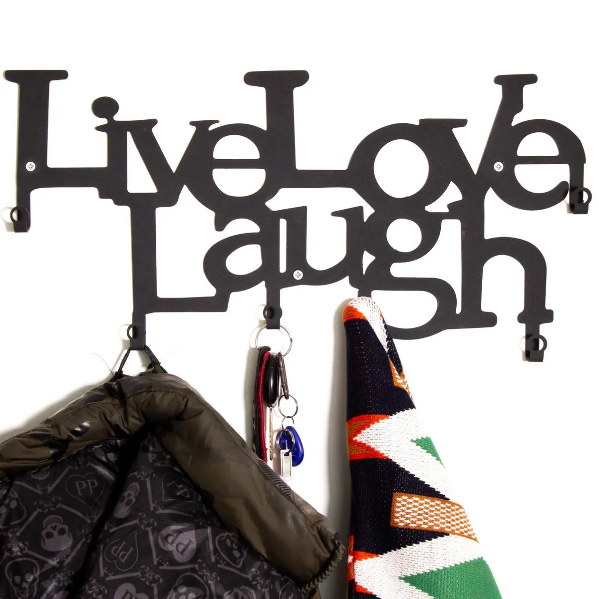 Epikasa Porte-Manteau Murale Live Love Laugh Noir
