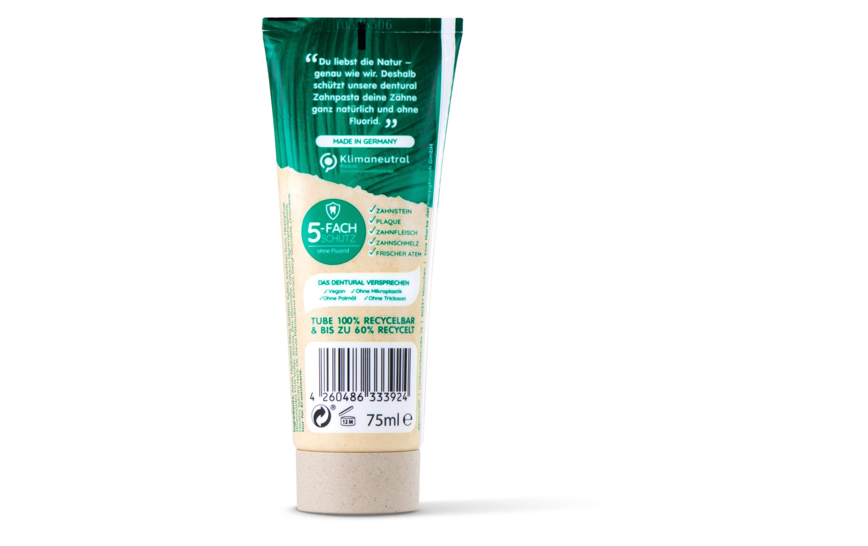 Zahnpasta Dentural Natural Fluoridfrei 75 mlVegane Zahnpasta