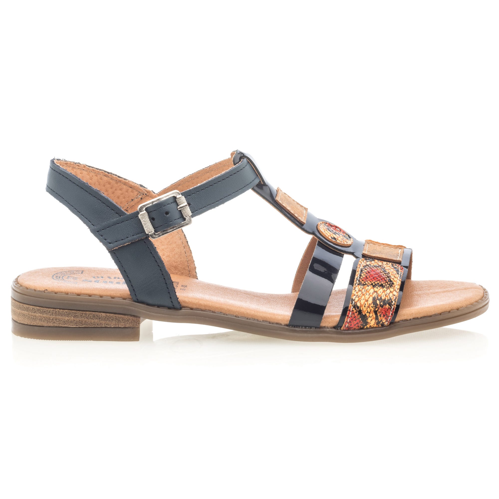 Nu-pieds Femme en cuir bleu marine