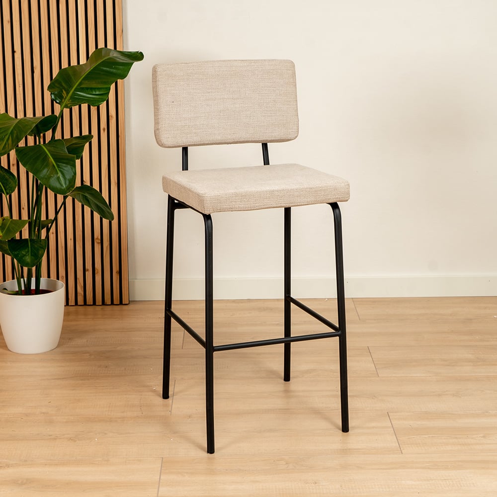 Bronx71 Scandinavische barkruk Espen beige gerecyclede stof 64-77 cm