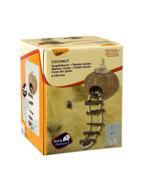 Europet Bernina Knaaghuisje Kokosnoot Met Ladder - Kooi Accessoire