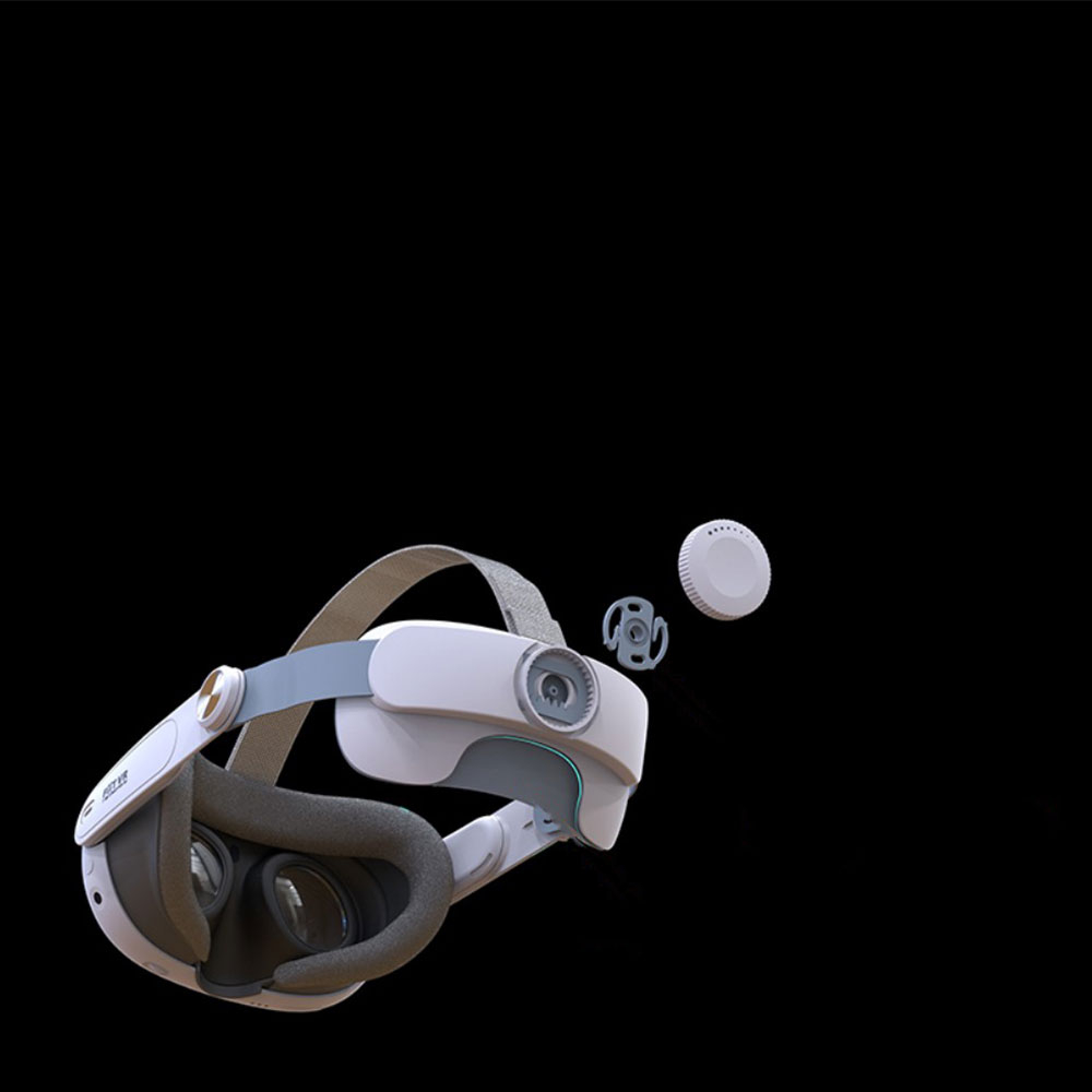 Meta Quest / Oculus Quest 3 Verstellbares Mini Kopfband mit Schutzriemen zur Druckreduzierung (Grössenverstellbar) - Weiss