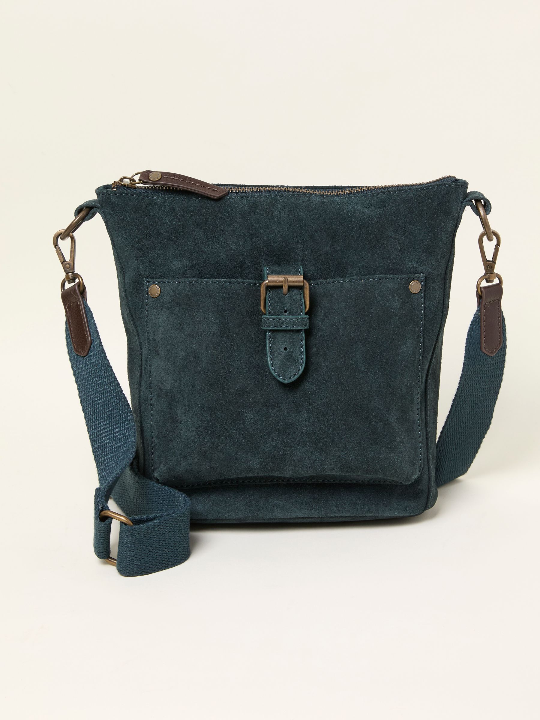 Blauwgroen - FatFace Suede Crossbody Bag