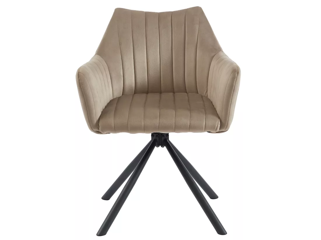 Lot de 2 chaises avec accoudoirs en velours et métal - Beige - IZIALI