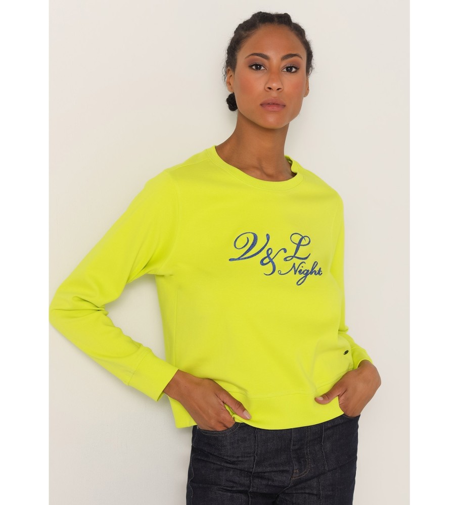 Moletom Victorio & Lucchino, V&L com bordado de corrente em lurex amarelo