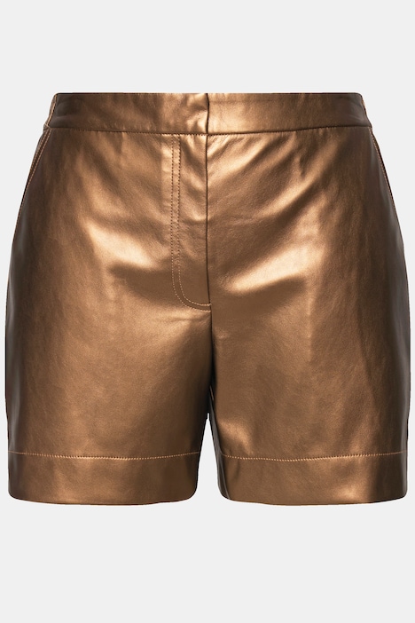 Shorts, Lederoptik, weites Bein, Komfortbund