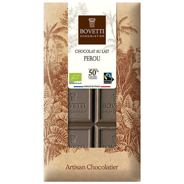 Tablette de chocolat au lait Pérou 50% bio
