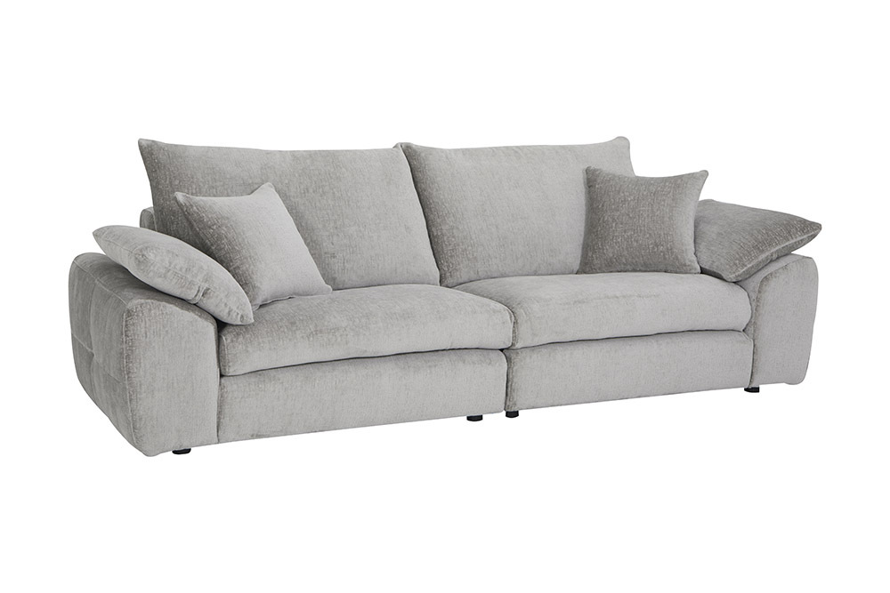 Stilvolles Big Sofa SOHO 260cm grau Chenille 4-Sitzer Couch mit Wellenunterfederung