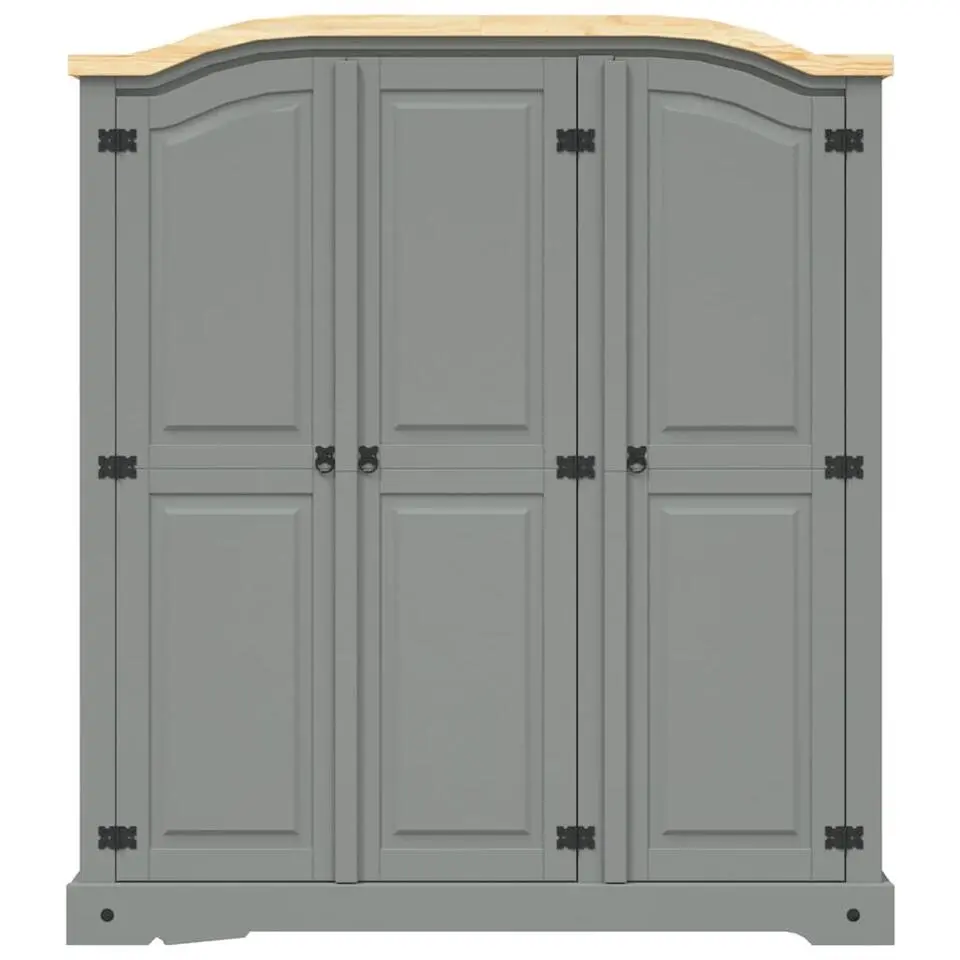 vidaXL - 2-deurs Kledingkast - Massief grenenhout - Grijs - 101x52x170 cm