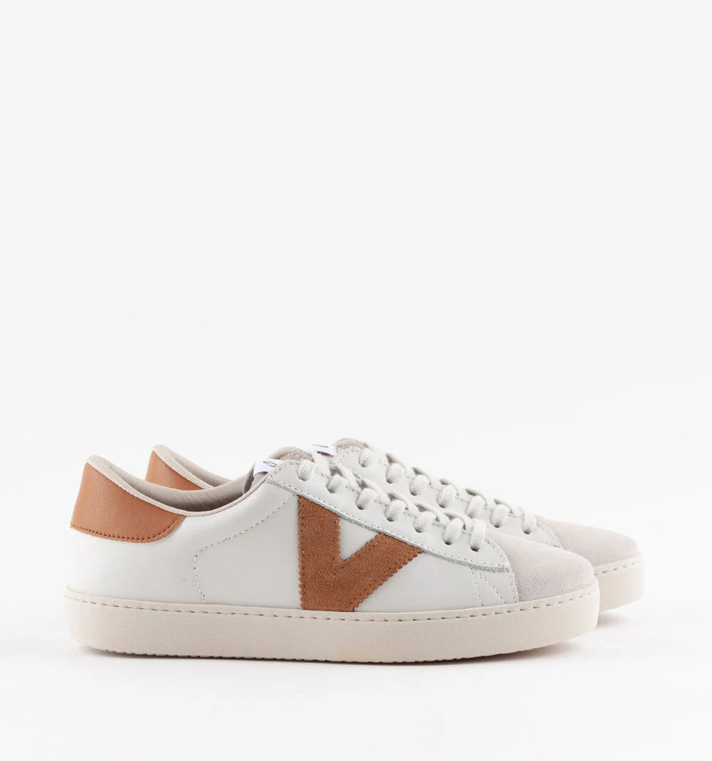 BERLÍN CUIR & CUIR FENDU Baskets blanches unisexes en cuir CUERO