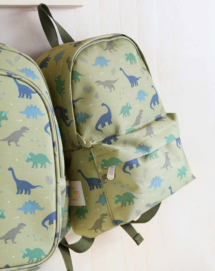 Kinderrucksack LITTLE BACKPACK – DINOSAURS (22x30x10) in hellgrün