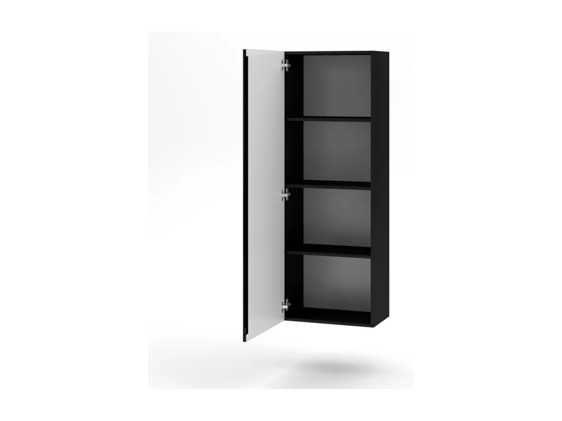 Colonne suspendue design NEVER, 1 porte, 140 cm, noir brillant
