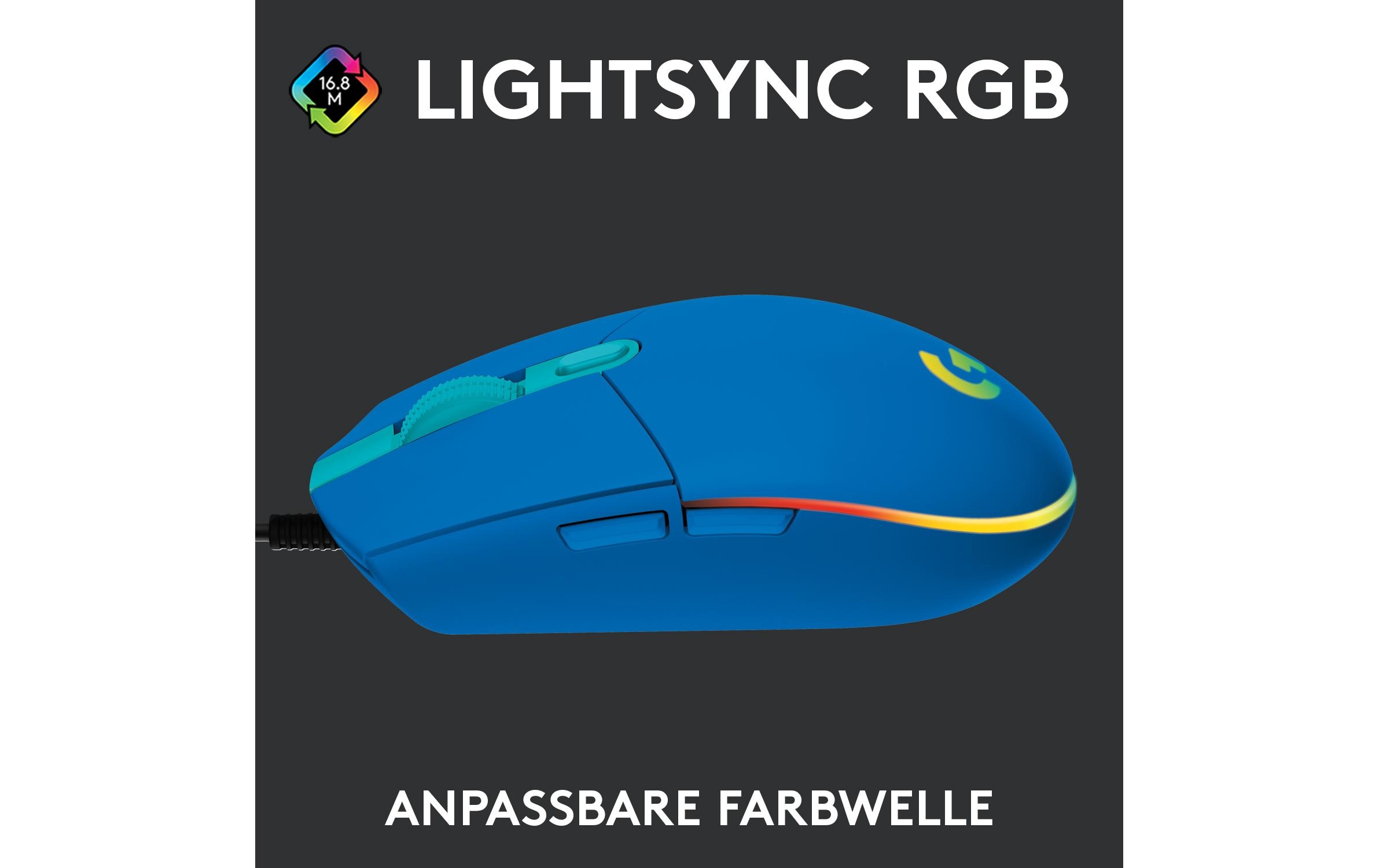 Gaming-Maus G203 Lightsync BlauReaktionsschnelle und leichte USB-Gamingmaus