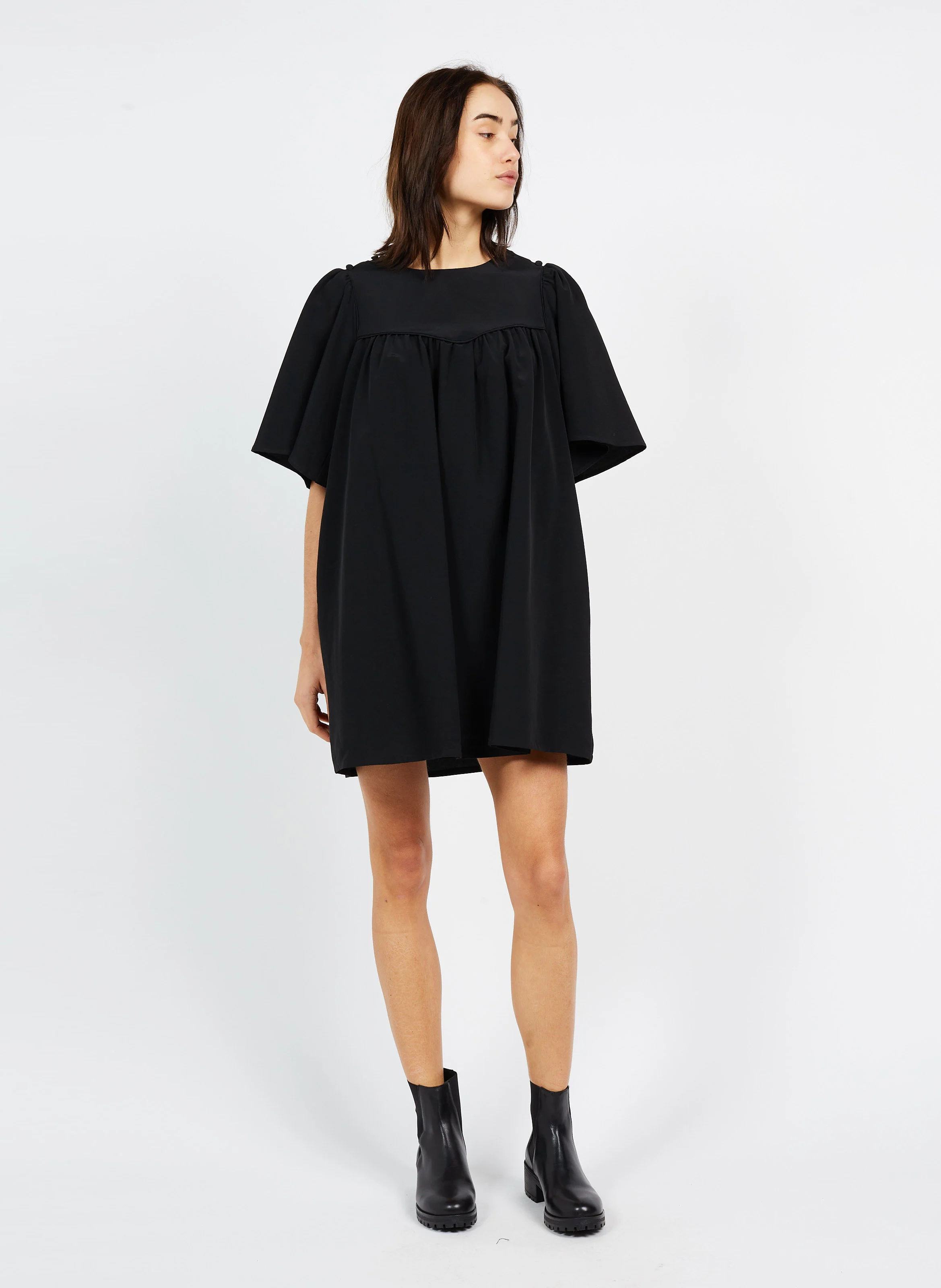 LE CANDIDE - Robe courte en coton mélangé | Noir