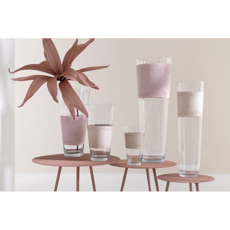 Vase avec ligne en verre rose 22x22x45 cm