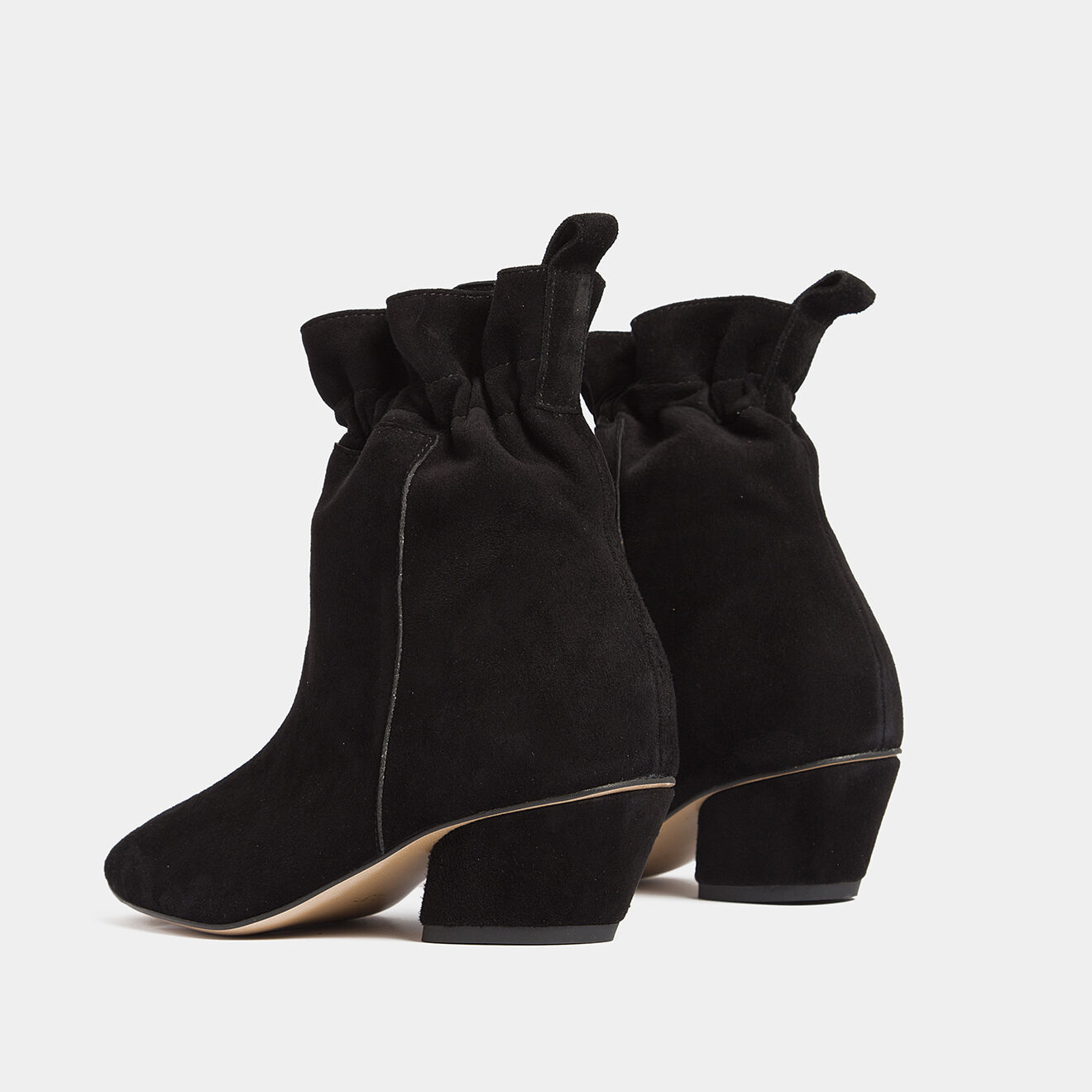 L37 Bottines en Velours de Cuir Pill noires - Talon 5 cm
