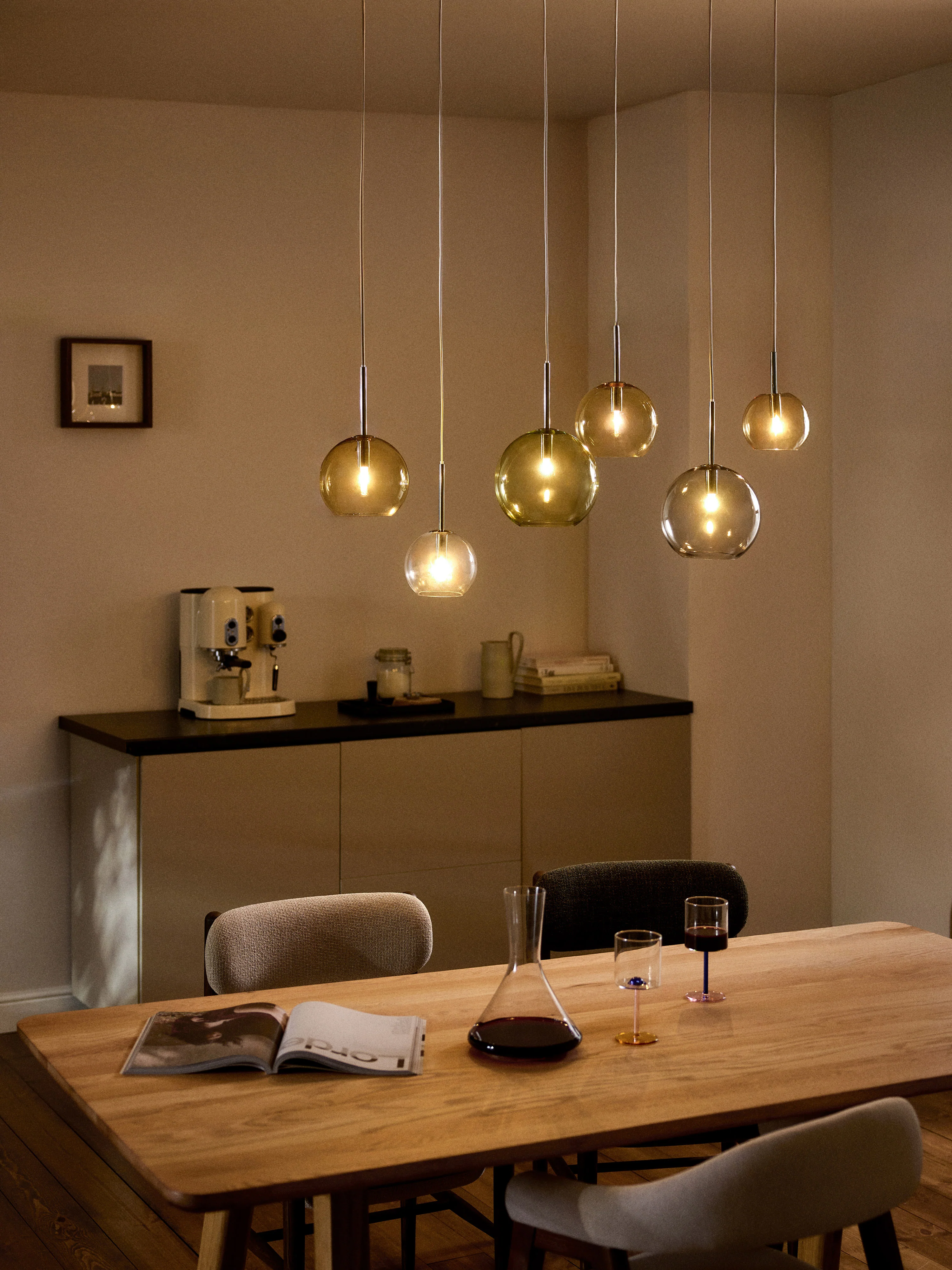 Grote hanglamp met glazen bollen Raquel