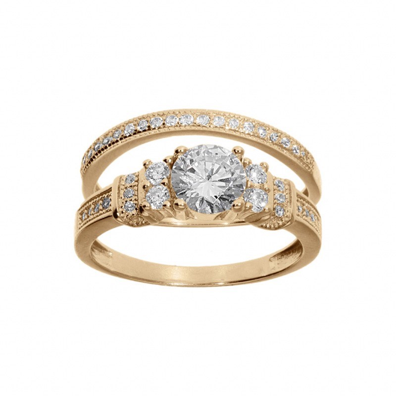 Bague femme duo en plaqué or
