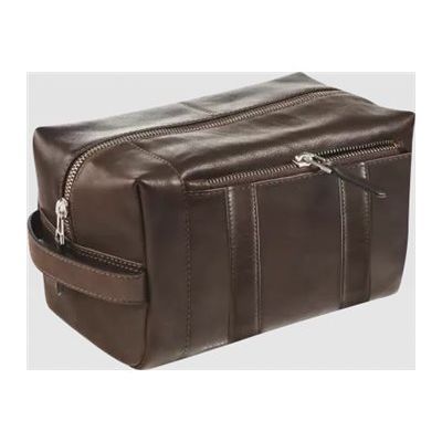 Maverick brown - Trousse de toilette taille S - cuir de vachette pleine fleur tanné végétal - brun