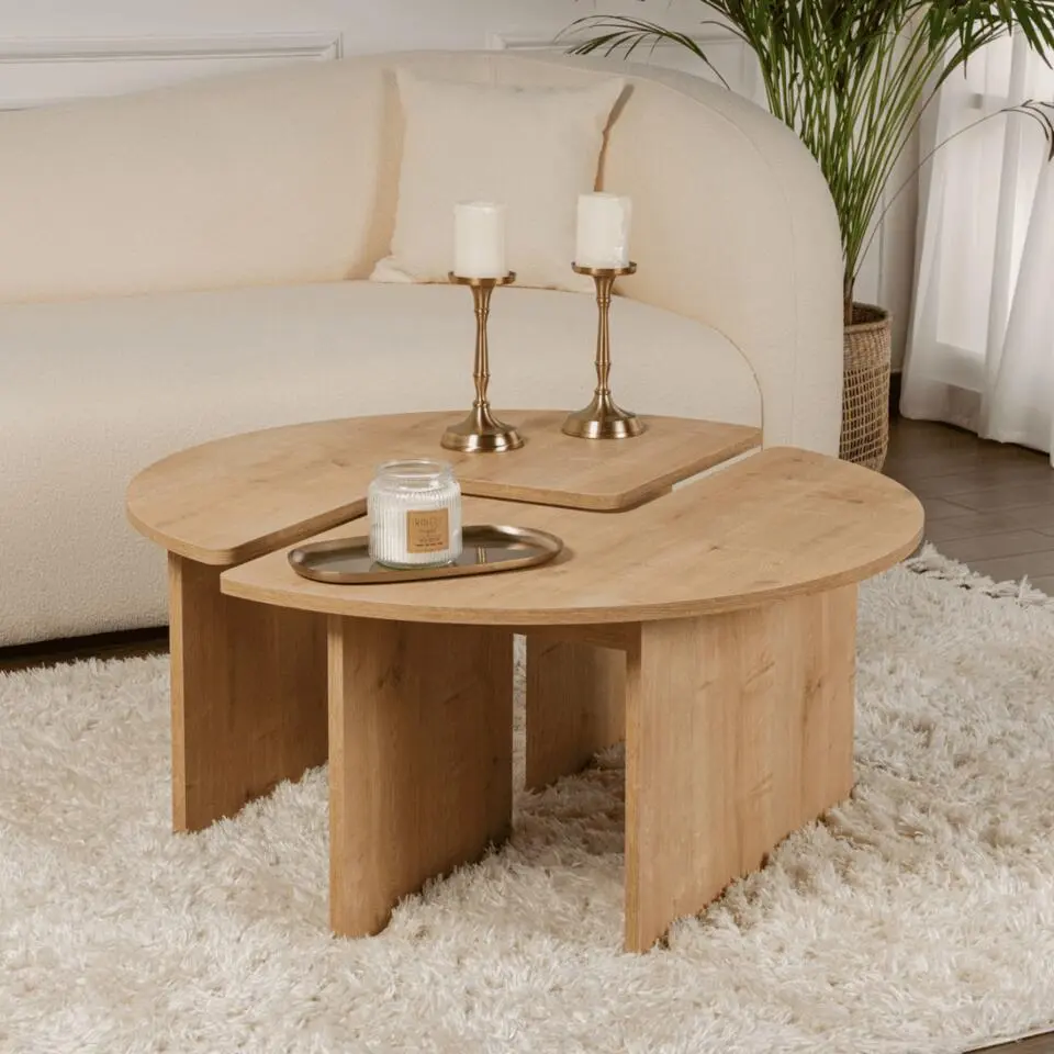 CALICOSY - Set van 2 salontafels MOIRA - 90x90x41 cm