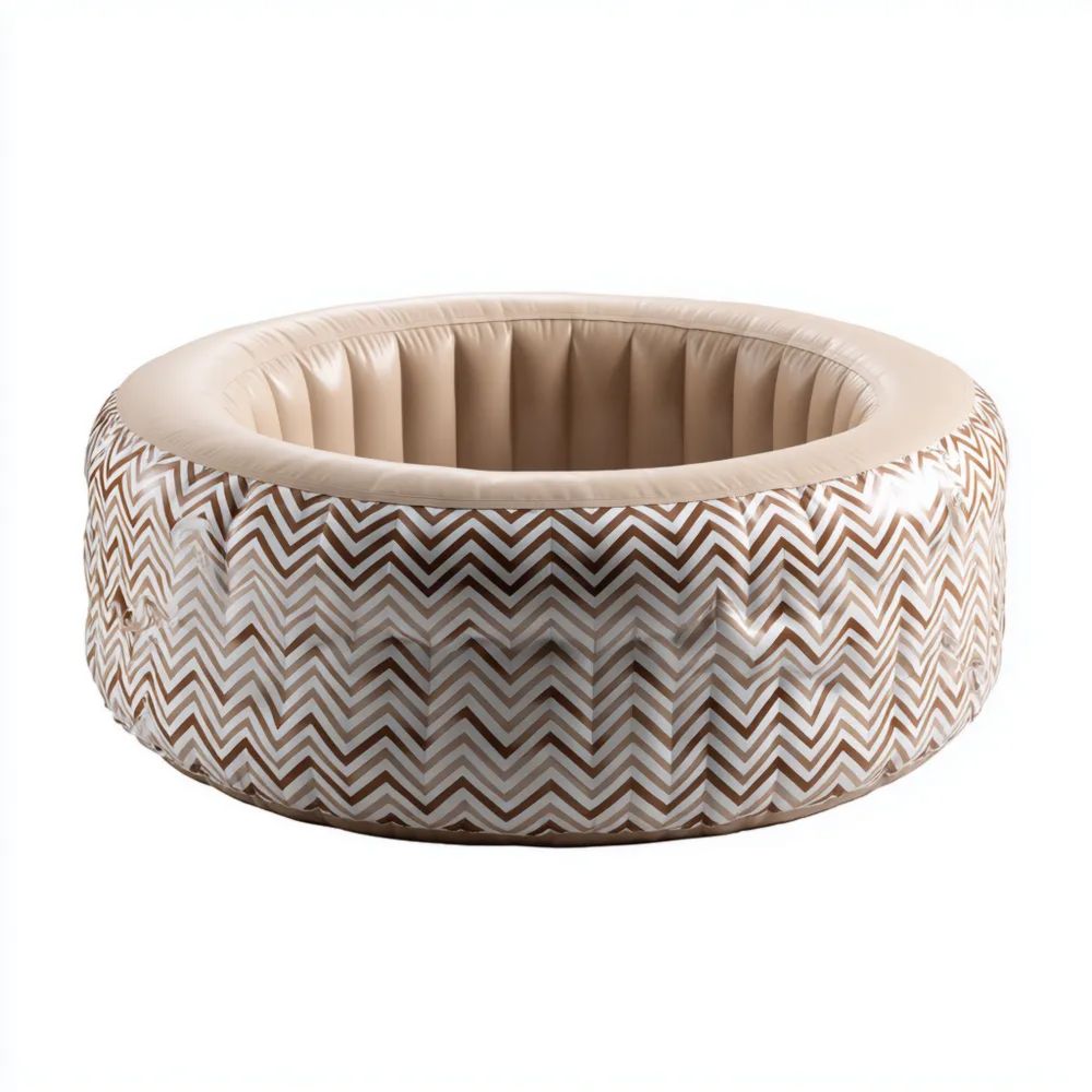 Aufblasbarer Pool 180x180x65 cm - Braun/Weiß - Chevron Muster