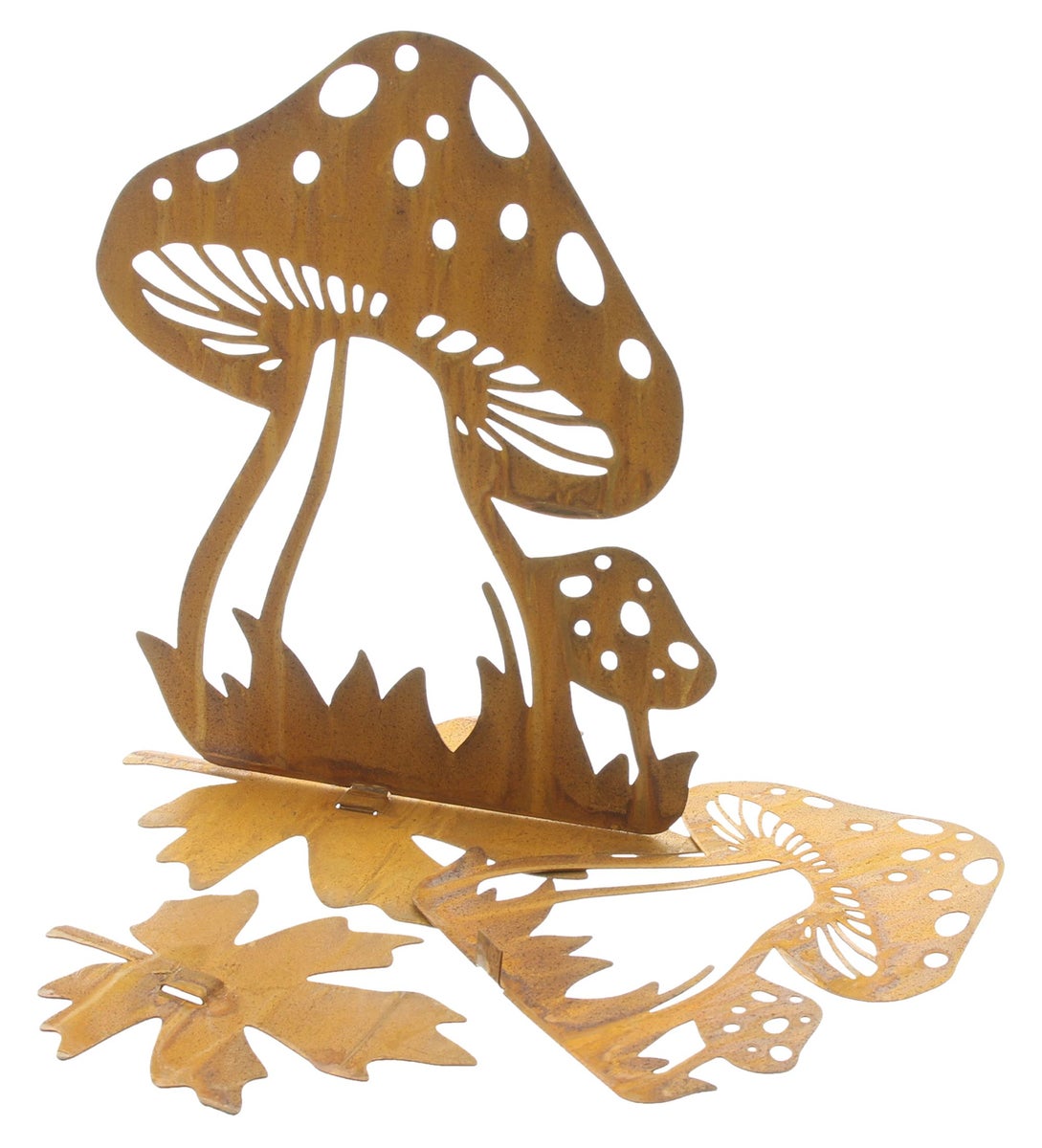 FRANK FLECHTWAREN | Metalen decoratie paddenstoel, set van 2, METAAL, 15 x 10 x 19,5 cm, 21 x 15 x 26,5 cm