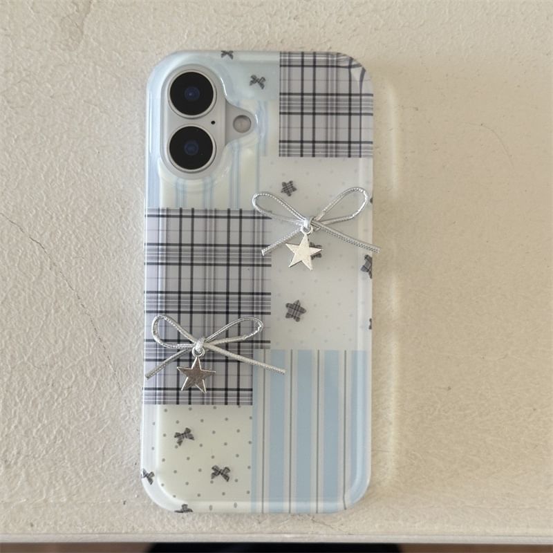 Fonekase - Paneel telefoonhoesje met strik en zelfklevende decoratie - Apple iPhone 16 Pro Max / 16 Pro / 16 Plus / 16 / 15 Pro Max / 15 Pro / 15 Plus / 15 / 14 Pro Max / 14 Pro / 14 Plus / 14 / SE / 13 Pro Max / 13 Pro / 13