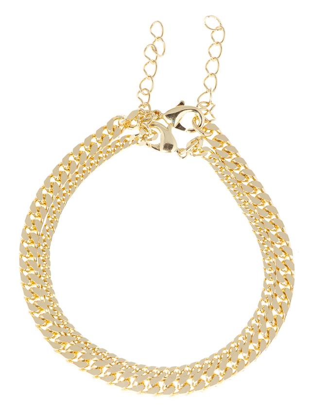Armband-Set, Panzerketten, diamantiert, vergoldet, 2-teilig