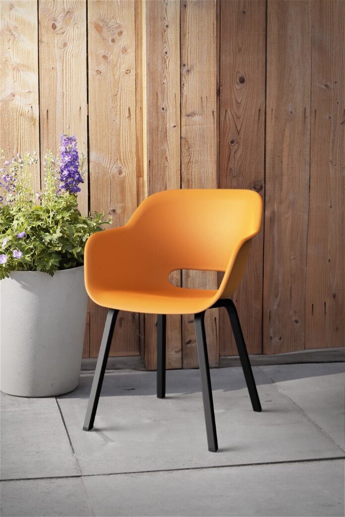 Keter Noa tuinstoel - 2 stuks - 55x56,5x80cm - metalen frame - oranje - gerecycled plastic