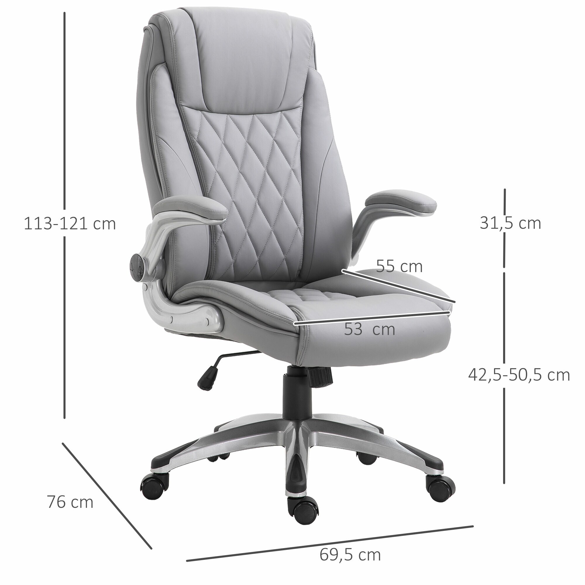 Vinsetto Bürostuhl mit Wippfunktion 69,5 x 76 x 113-121 cm (BxTxH)