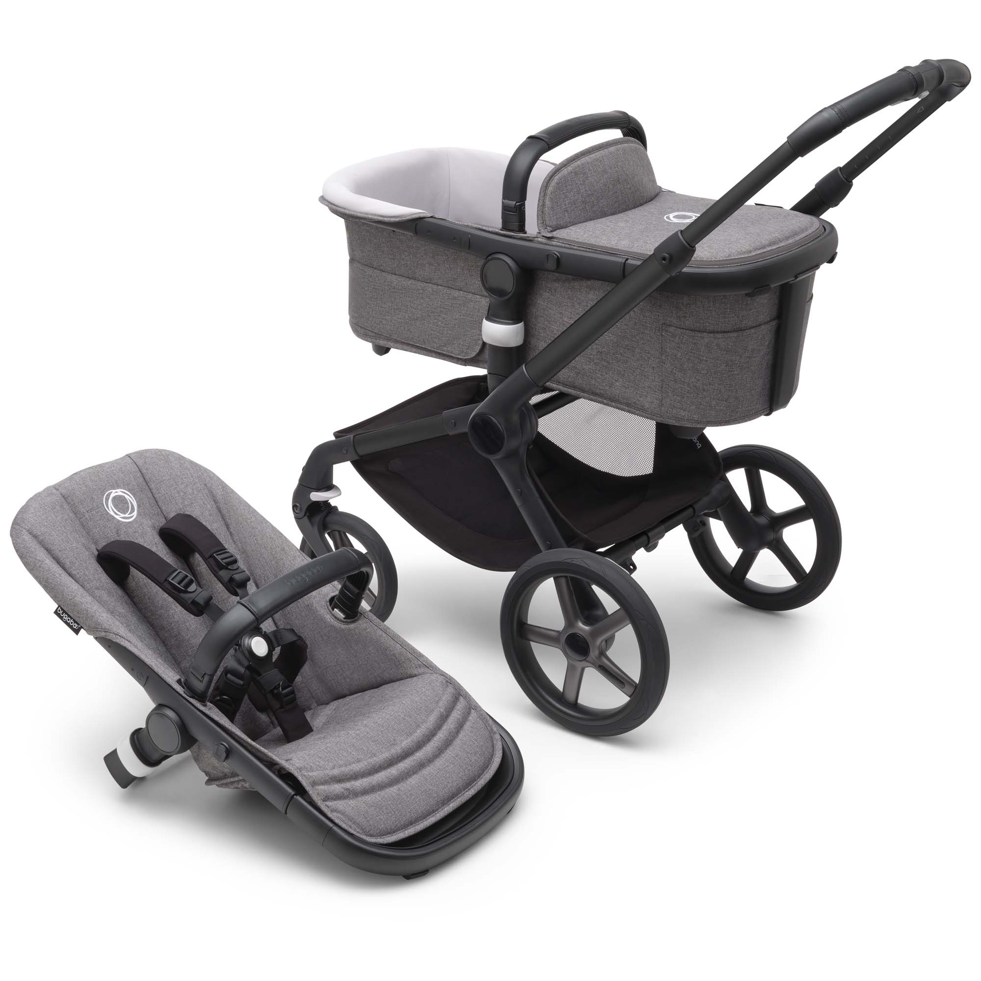 Bugaboo Fox5 Base Black Grey Melange - kinderwagens - Prénatal