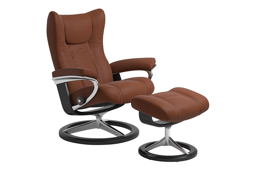 Wing lenestol m/krakk Hud Paloma Copper med Signature understell. Medium. Med krakk.